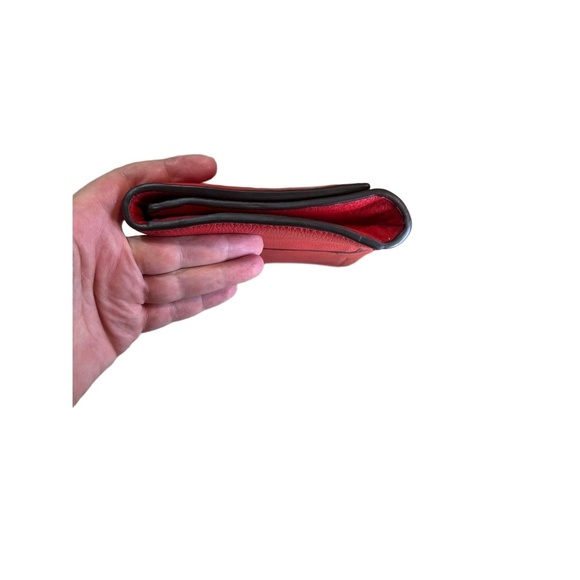 Vince Camuto Red Leather Silver Studded Embellished Clutch Evening Bag - Picture 4 of 12